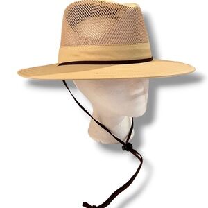 Turner Hats Mens Sz S Khaki Wide Brim Boonie Aussie Mesh Flex Top Chin Strap B-8